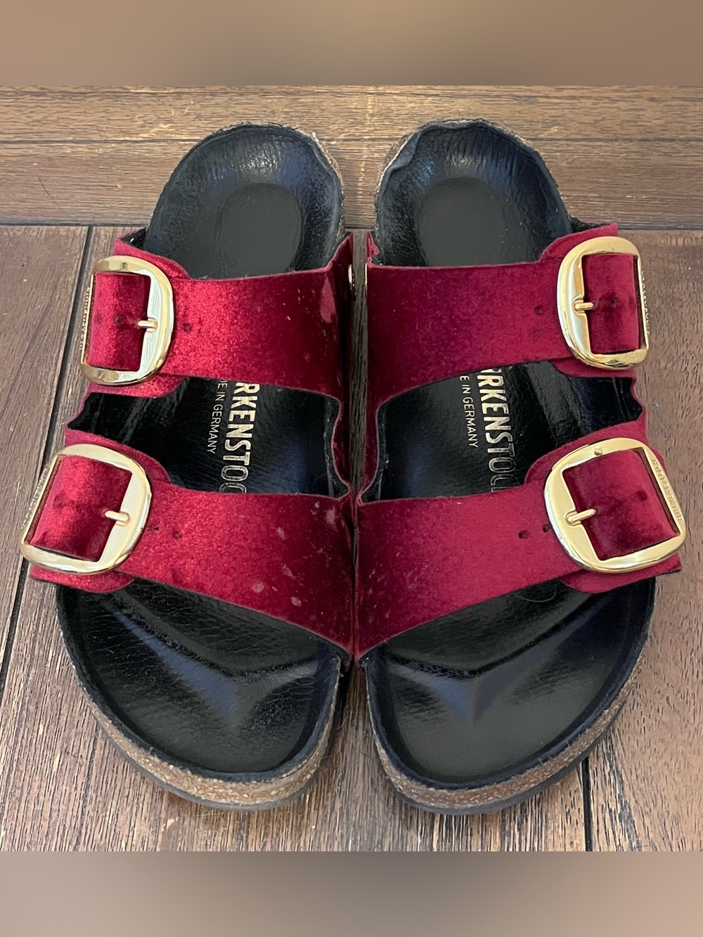 Birkenstock Arizona Big Buckle Velvet Maroon Sandals size 40 Women’s 9 - Picture 7 of 11